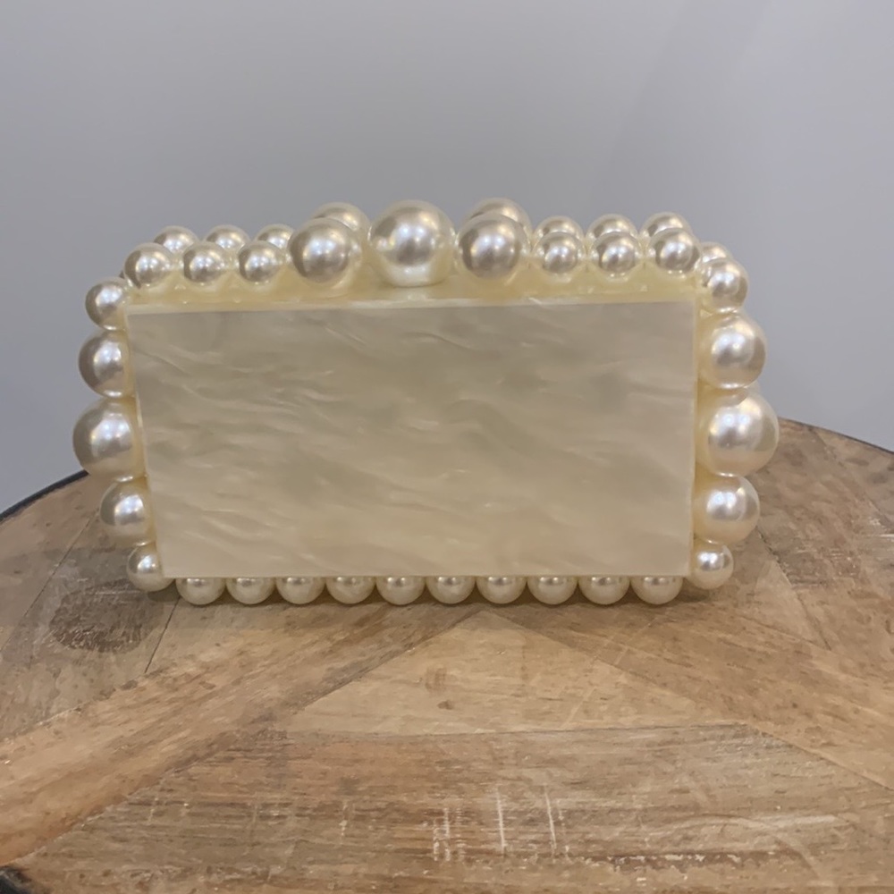 EOS Box Clutch - Marble Look Handcrafted pearl beaded